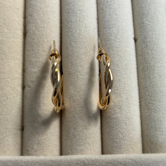 Gold Twisted Hoop Earrings • Elegant & Trendy ✨ - Picture 2 of 2